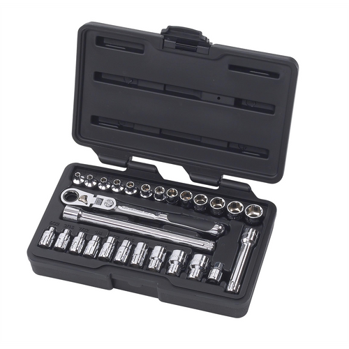 GearWrench 27 Piece 1/4 Inch Drive Pass-Thru 6 Point Standard SAE/Metric Mechanics Tool Set