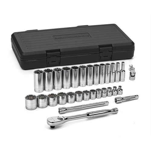 GearWrench 30 Piece 3/8 Inch Drive 12 Point Standard & Deep SAE Mechanics Tool Set