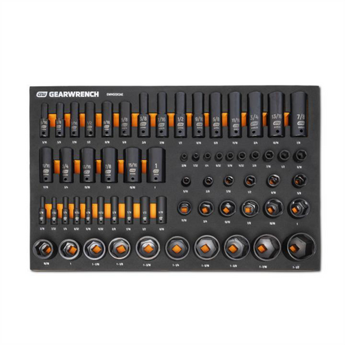 GearWrench 63 Piece 1/4", 3/8", 1/2" Drive 6 Point SAE Impact Socket Set in Foam Storage Tray