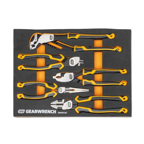 GearWrench 5 Piece PITBULL Cushion Grip Pliers Set in Foam Storage Tray