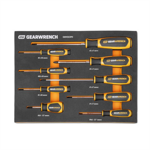 GearWrench 9 Piece Phillips&reg; Dual Material Screwdriver Set in Foam Storage Tray
