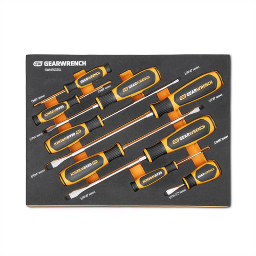 GearWrench 9 Piece Slotted Dual Material Screwdriver Set in Foam Storage Tray
