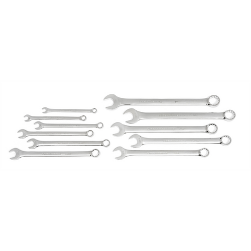GearWrench 11 Piece 12 Point Long Pattern Combination SAE Wrench Set with Tool Roll