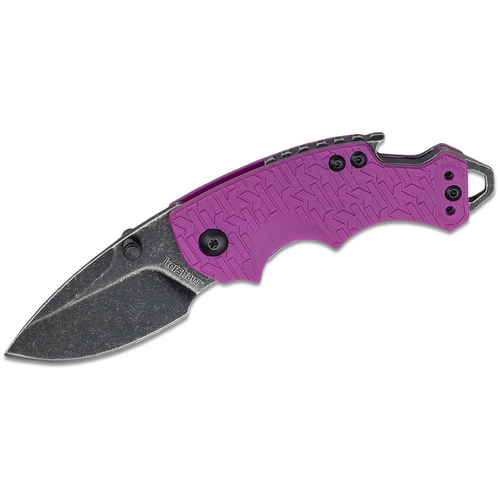 Kershaw Shuffle Multifunction Manual Open Inset Liner Lock Drop Point Blade EDC Folding Pocket Knife with BlackWash Finish - Purple