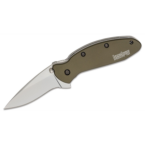 Kershaw Scallion Assisted Open Inset Liner Lock Drop Point Blade EDC Folding Pocket Knife - Olive