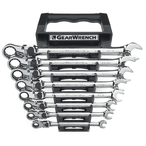 GearWrench 8 Piece 72-Tooth 12 Point XL Locking Flex Head Ratcheting Combination SAE Wrench Set