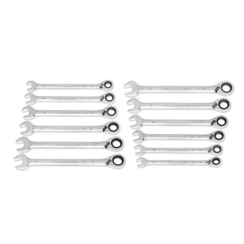 GearWrench 12 Piece 90-Tooth 12 Point Metric Reversible Ratcheting Wrench Set with Wrench Roll