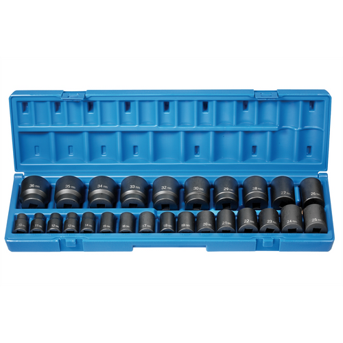 Grey Pneumatic 26 PC 1/2" DR 12 POINT STANDARD LENGTH METRIC SET Grey Pneumatic 26 PC 1/2" DR 12 POINT STANDARD LENGTH METRIC SET