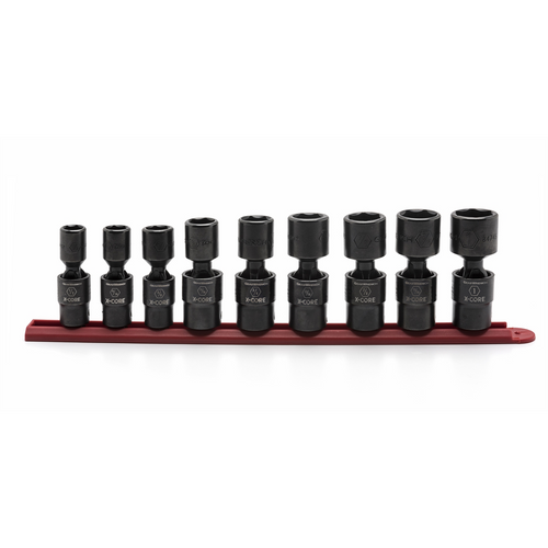 GearWrench 9 Piece 1/2 Inch Drive 6 Point Standard X-Core Pinless Universal Impact SAE Socket Set