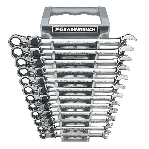 GearWrench 12 Piece 72-Tooth 12 Point XL Locking Flex Head Ratcheting Combination Metric Wrench Set