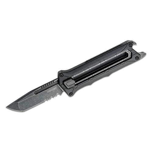 Kershaw Intersteller-Serrated Multi-Function Manual Open Sliding Button Lock Tanto Blade Pocket Knife - Gray