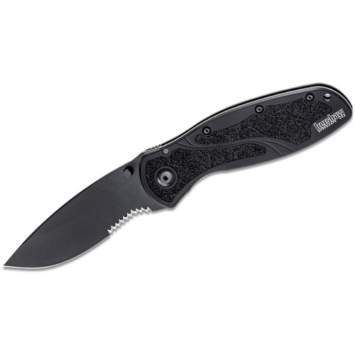 Kershaw Blur-Serrated Assisted Open Inset Liner Lock Do-it-All Blade EDC Folding Pocket Knife - Black