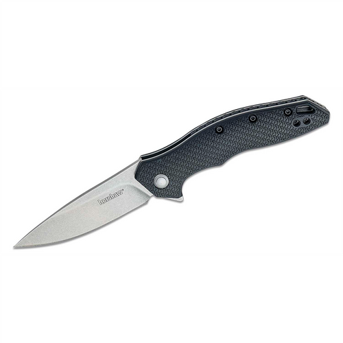 Kershaw Shoreline Assisted Open Liner Lock Drop Point Blade EDC Folding Pocket Knife with Stonewashed Finish- Black