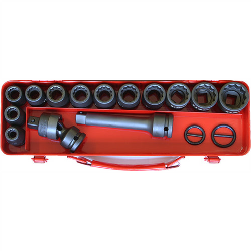 Ko-ken USA 14245M-12P 1/2 Sq. Dr. 18 Piece Impact 12-Point Socket Set  10-27mm