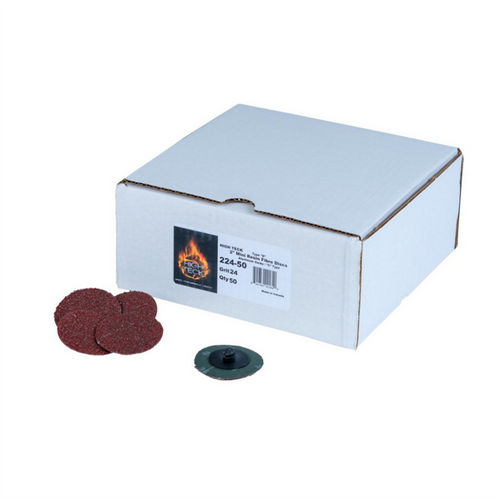 High Teck Products 224-50 R-Style Disc, 2 in Dia, 24 Grit, Aluminum Oxide, Polymer Backing