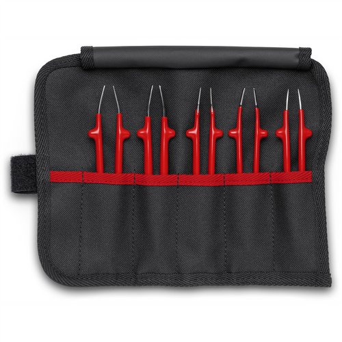 KNIPEX 5 Pc Stainless Steel Tweezer Set in a Tool Roll-1000V Insulated
