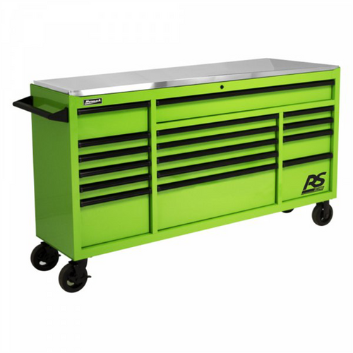 Homak Manufacturing 72&rdquo; RS Pro Roller Cabinet with Stainless Steel Top- Green