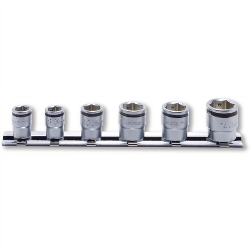 Ko-ken USA 1/4 Sq. Dr. Short NUT GRIP Socket Set, 7-14mm - 6 pieces