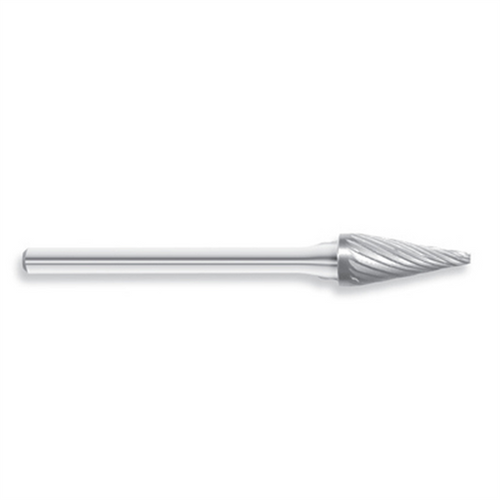 HTC Tool SM-51 Solid Carbide Burr, Pointed Cone Shape, 22 Degree Angle, Single Cut
