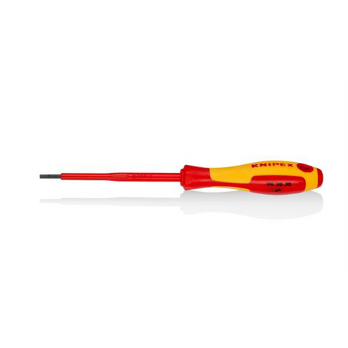 KNIPEX Slotted Screwdriver, 4"-1000V Insulated, 7/64" tip KNIPEX Slotted Screwdriver, 4"-1000V Insulated, 7/64" tip