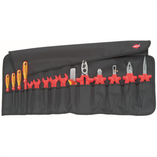 KNIPEX 15-Piece Tool Roll Bag with Insulated Tools for Wo KNIPEX 15-Piece Tool Roll Bag with Insulated Tools for Wo