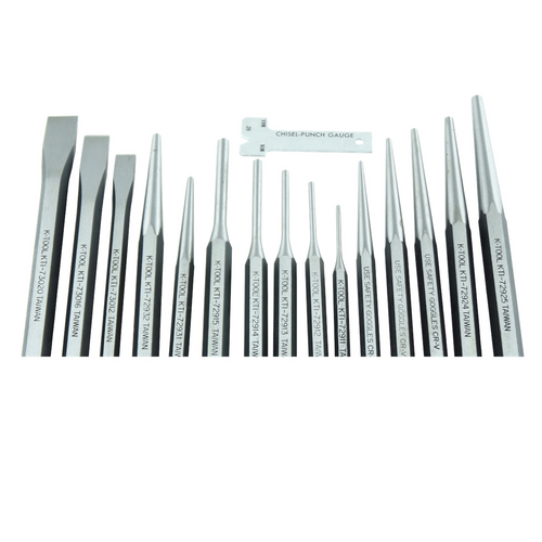 K Tool International PUNCH & CHISEL SET 15 PC. IN KIT BAG K Tool International PUNCH & CHISEL SET 15 PC. IN KIT BAG