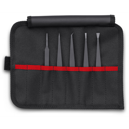 KNIPEX 5 Pc Plastic Tweezer Set in a Tool Roll-ESD KNIPEX 5 Pc Plastic Tweezer Set in a Tool Roll-ESD