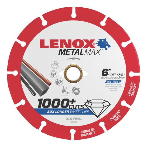 Lenox Tools Metal Max 6" DIAM CUTOFF WHEEL AG/CS 7/8"