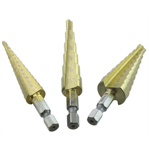 K Tool International Step Drill Bits 3 Piece Set