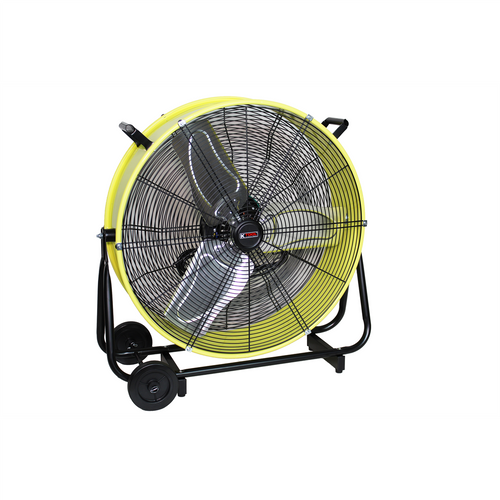 K Tool International Drum Fan 24 Inch Industrial Direct Drive Tilting, Safety Yellow