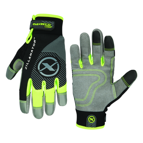 Flexzilla&reg; Pro High Dexterity Zillanator Gloves, Synthetic Leather, Gray/Black/ZillaGreen&trade;, XXL