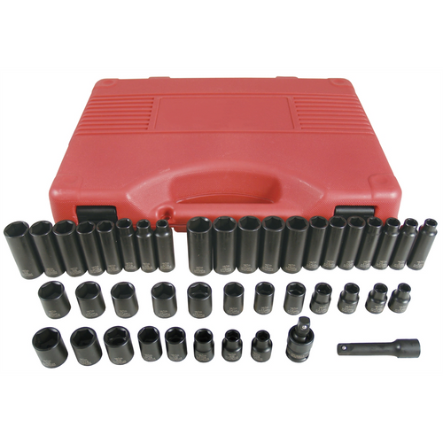 K Tool International Socket Set Impact 42 piece 3/8 in. Dr. SAE and MM