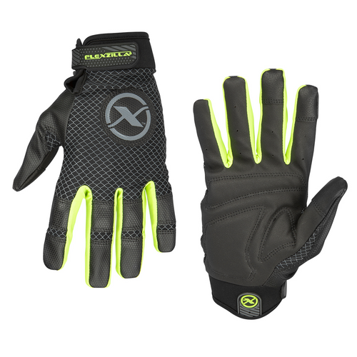 Legacy Manufacturing Flexzilla&reg; High Dexterity FlexFit Gloves, Polyurethane Palm, Black/ZillaGreen&trade;, L