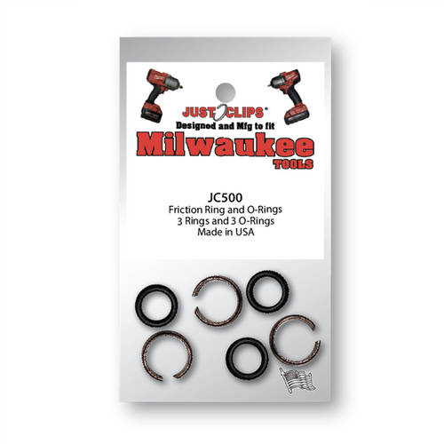 JUST CLIPS 1/2" FRICTION RINGS & O-RINGS FOR MILWAUKEE TOOLS - 10 PACK JUST CLIPS 1/2" FRICTION RINGS & O-RINGS FOR MILWAUKEE TOOLS - 10 PACK