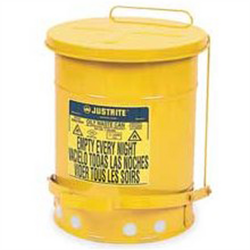 Justrite Mfg. Co. Yellow Oil Waste Can, 6 Gallon Justrite Mfg. Co. Yellow Oil Waste Can, 6 Gallon