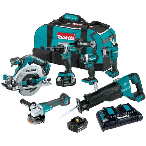 Makita 18V LXT&reg; Lithium-Ion Brushless Cordless 6-Pc. Combo Kit (5.0Ah)
