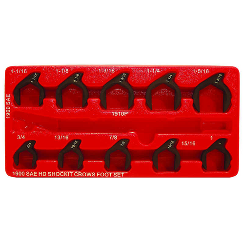 Milton Industries LTI Tool By MIlton 10 Piece SAE SHOCKIT Crows Foot Set - Heavy Duty Industrial Hydraulic