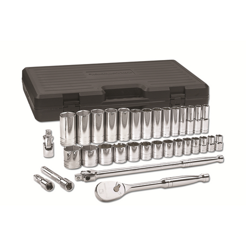 GearWrench 33 Piece 1/2 Inch Drive 6 Point Standard & Deep SAE Mechanics Tool Set