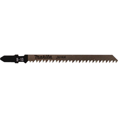 Makita Jig Saw Blade, T Shank, HCS, 4 1/8" x 9TPI, 3 1/8" Cutting Length (Pack of 5) Makita Jig Saw Blade, T Shank, HCS, 4 1/8" x 9TPI, 3 1/8" Cutting Length (Pack of 5)