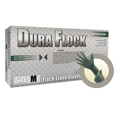 Microflex DURA FLOCK 8 MIL FLOCK-LINED GREEN NITRILE GLOVE LARGE Microflex DURA FLOCK 8 MIL FLOCK-LINED GREEN NITRILE GLOVE LARGE
