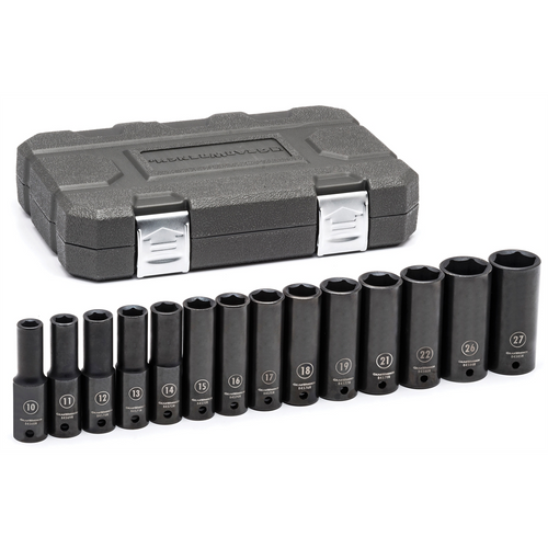 GearWrench 14 Piece 1/2 Inch Drive 6 Point Deep Impact Metric Socket Set