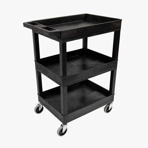 Luxor 24 x 18 Plastic Utility Three shelf Tub Cart Luxor 24 x 18 Plastic Utility Three shelf Tub Cart