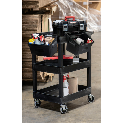 Luxor 24 x 18 Plastic Utility Tub Cart w/ Two Bins