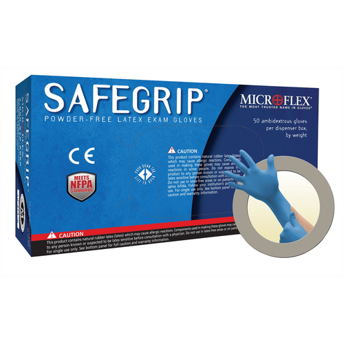 Microflex SAFEGRIP PF LATEX GLOVES MEDIUM 50PK