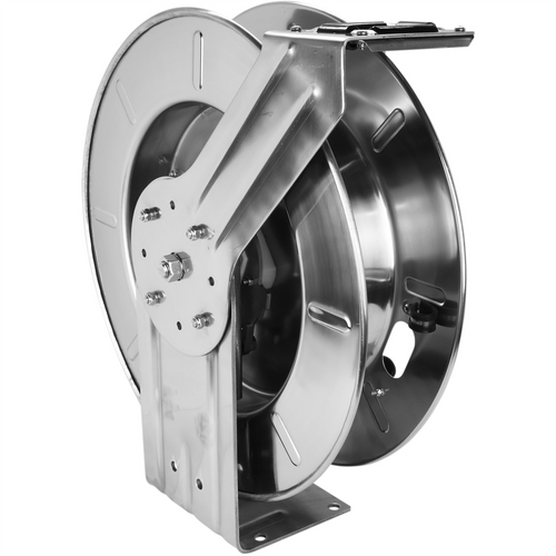 Stainless Steel Hose Reel w/ 3/8" dia x 50' of EPDM hose w/ 3/8" fittings Stainless Steel Hose Reel w/ 3/8" dia x 50' of EPDM hose w/ 3/8" fittings