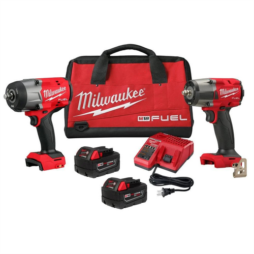 Milwaukee Tool M18 FUEL 1/2 Inch HTIW & 3/8 Inch MTIW Impact Wrench Automotive Combo Kit