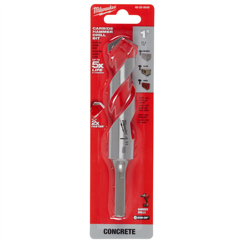 Milwaukee Tool 1" x 4" x 6" Carbide Hammer Drill Bit with POWER TIP