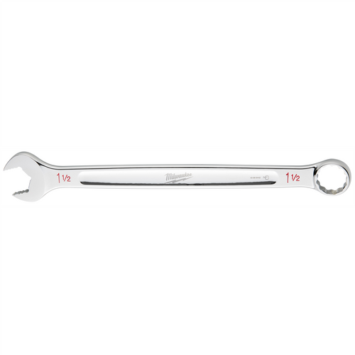 Milwaukee Tool 1-1/2" SAE Combination Wrench, 12-Point, Steel, Chrome, Ergonomic, I-Beam Handle