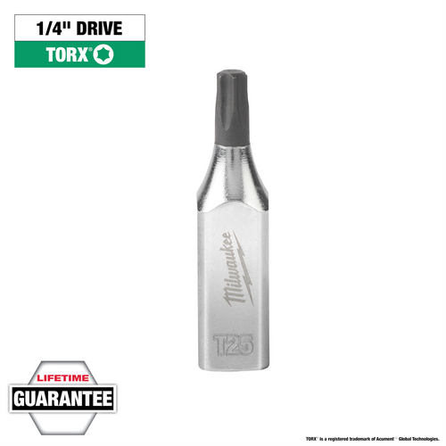 Milwaukee Tool 1/4" Drive T25 TORX Bit Socket Milwaukee Tool 1/4" Drive T25 TORX Bit Socket