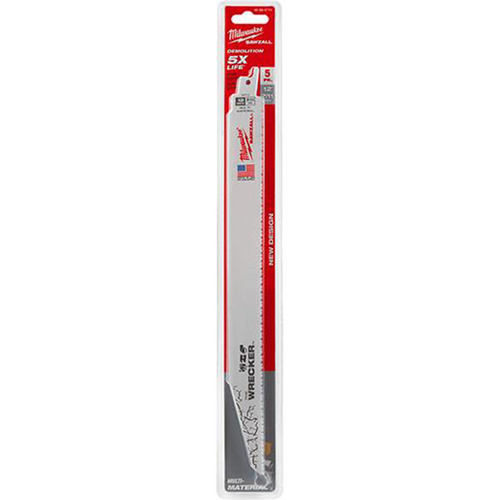 Milwaukee Tool The WRECKER Multi-Material SAWZALL Blade 12" 7/11TPI 5pk Milwaukee Tool The WRECKER Multi-Material SAWZALL Blade 12" 7/11TPI 5pk
